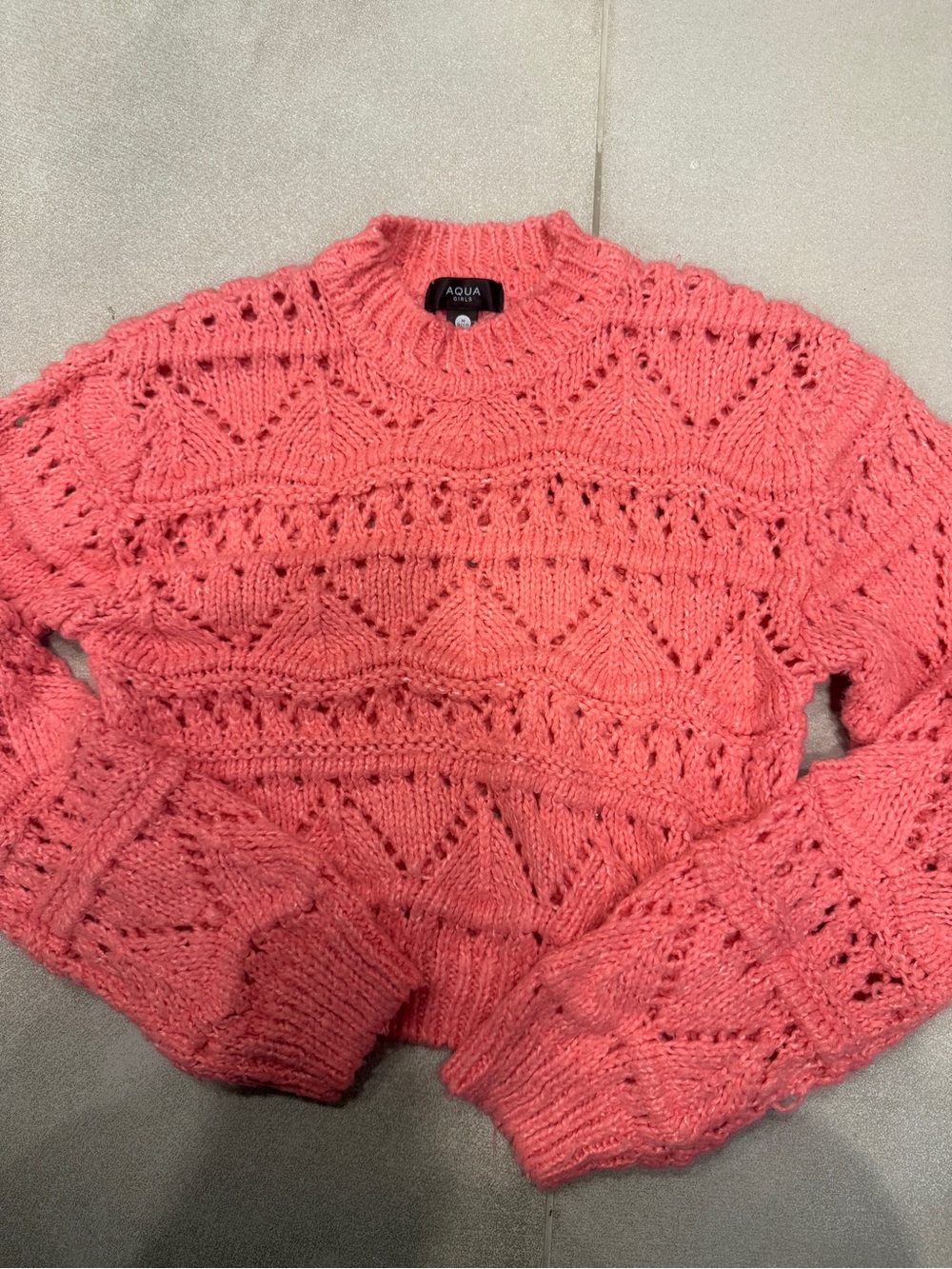 Aqua Coral Knit Crew Neck Sweater